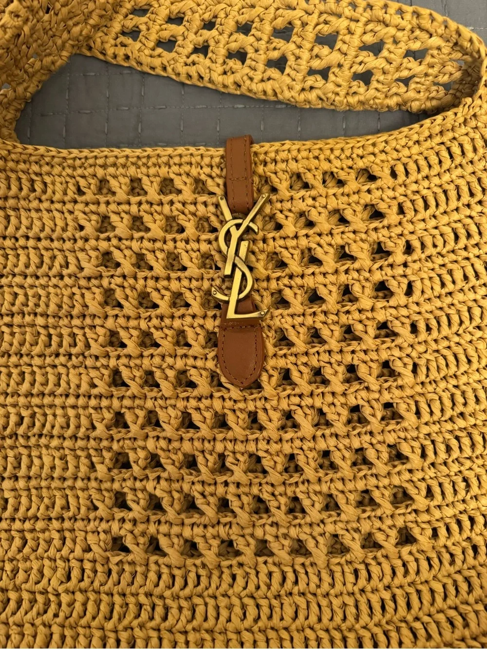 Yves Saint Laurent Mustard Yellow Crochet Shoulder Bag